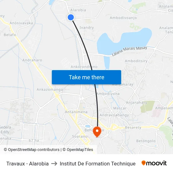 Travaux - Alarobia to Institut De Formation Technique map
