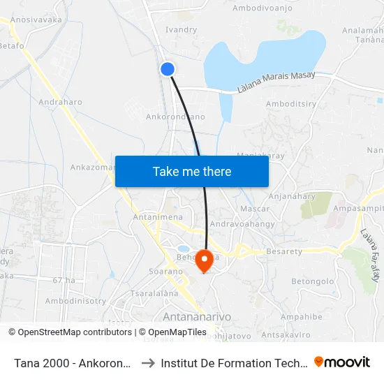 Tana 2000 - Ankorondrano to Institut De Formation Technique map