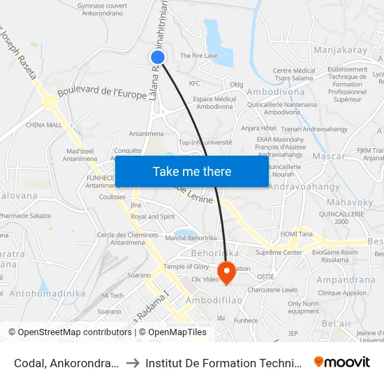 Codal, Ankorondrano to Institut De Formation Technique map