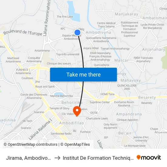 Jirama, Ambodivona to Institut De Formation Technique map
