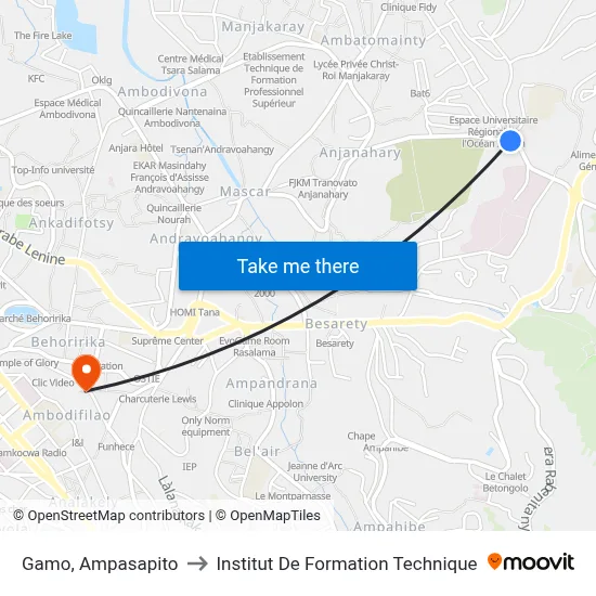 Gamo, Ampasapito to Institut De Formation Technique map