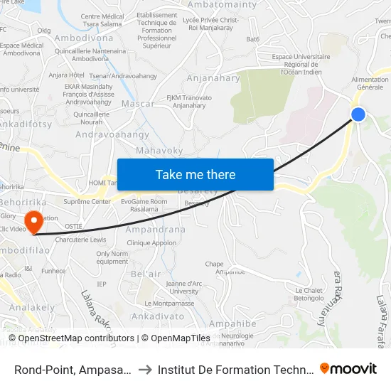 Rond-Point, Ampasapito to Institut De Formation Technique map