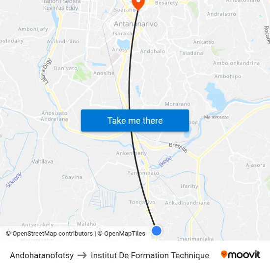Andoharanofotsy to Institut De Formation Technique map