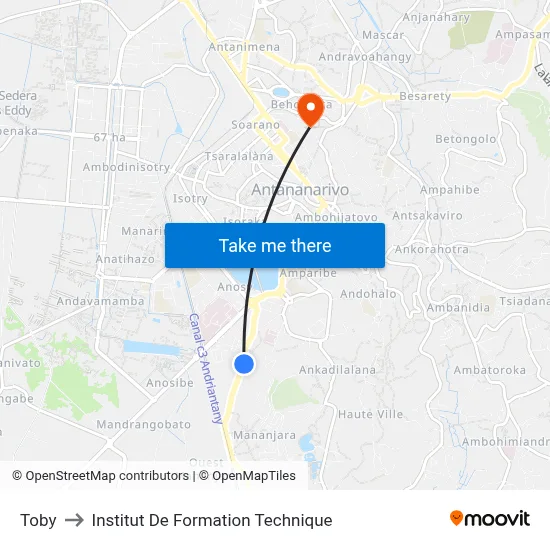 Toby to Institut De Formation Technique map