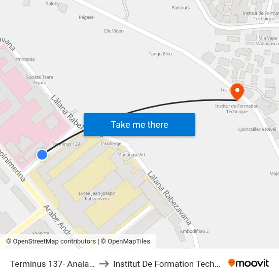 Terminus 137- Analakely to Institut De Formation Technique map