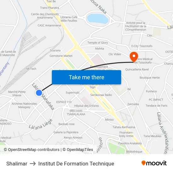 Shalimar to Institut De Formation Technique map