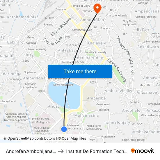 Andrefan'Ambohijanahary to Institut De Formation Technique map