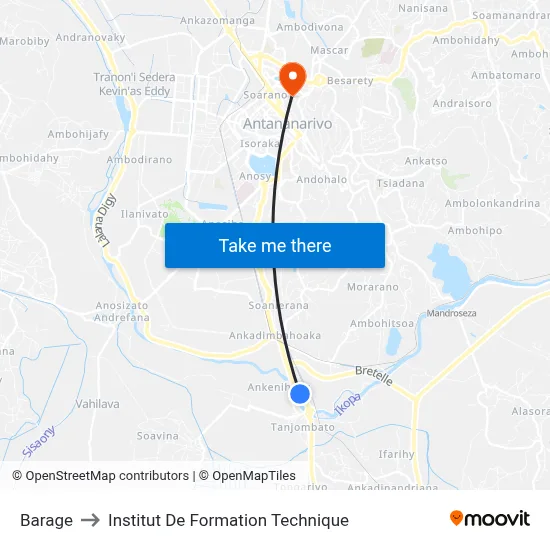 Barage to Institut De Formation Technique map