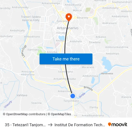 35 - Tetezan'I Tanjombato to Institut De Formation Technique map