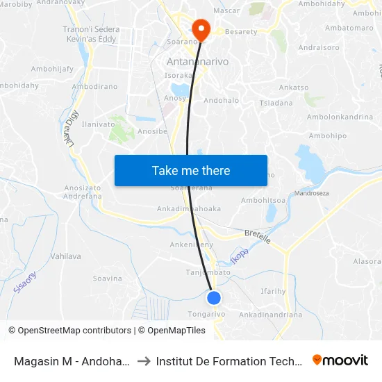Magasin M - Andohavato to Institut De Formation Technique map