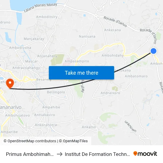 Primus Ambohimahitsy to Institut De Formation Technique map