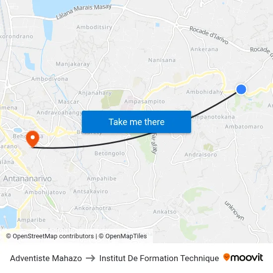 Adventiste Mahazo to Institut De Formation Technique map