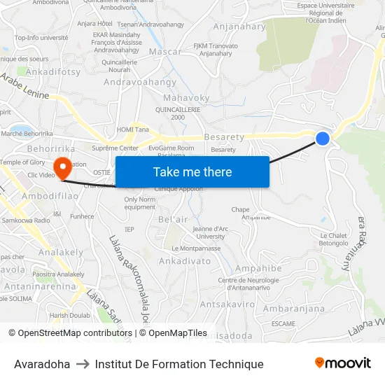 Avaradoha to Institut De Formation Technique map