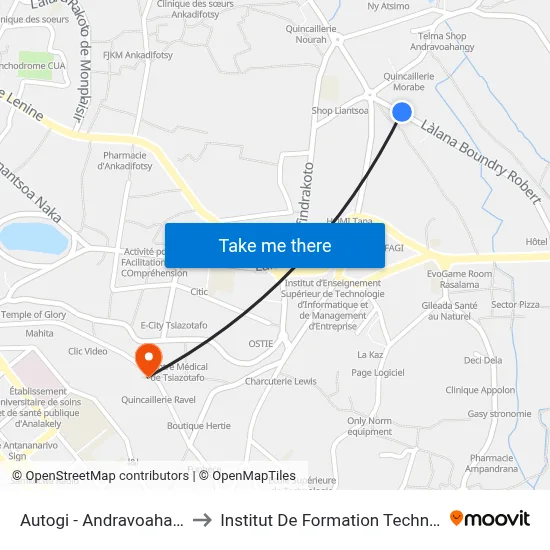 Autogi - Andravoahangy to Institut De Formation Technique map