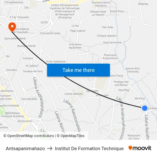 Antsapanimahazo to Institut De Formation Technique map