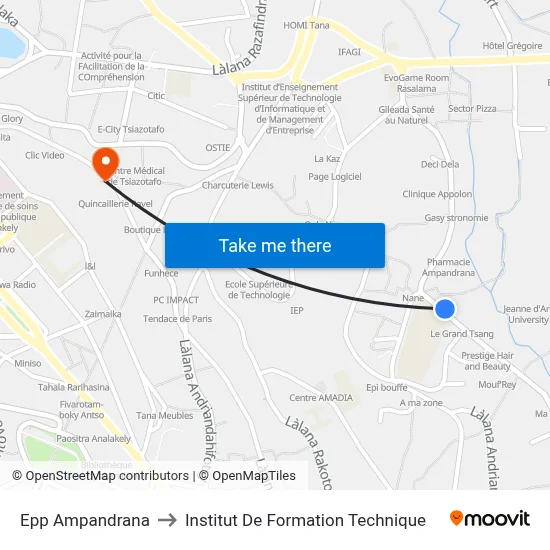 Epp Ampandrana to Institut De Formation Technique map