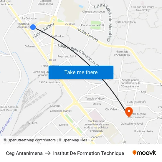 Ceg Antanimena to Institut De Formation Technique map