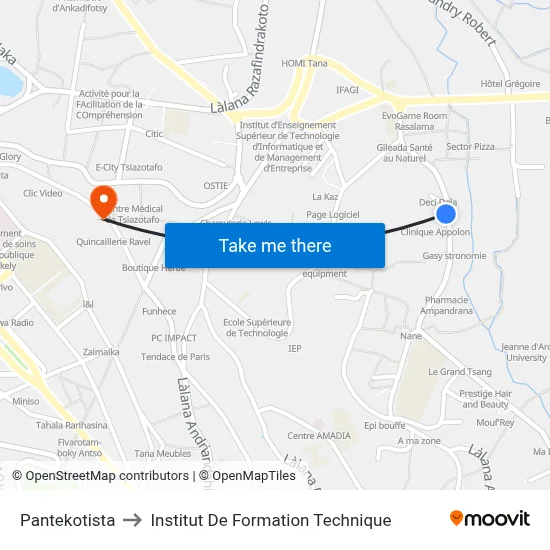 Pantekotista to Institut De Formation Technique map