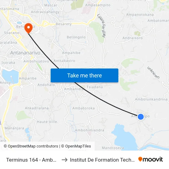 Terminus 164 - Ambohipo to Institut De Formation Technique map