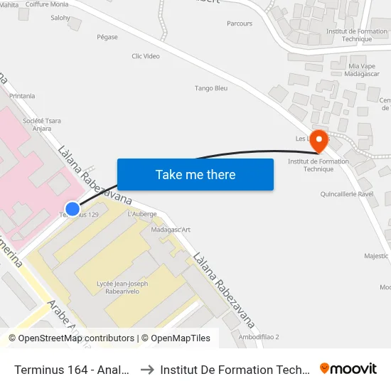 Terminus 164 - Analakely to Institut De Formation Technique map