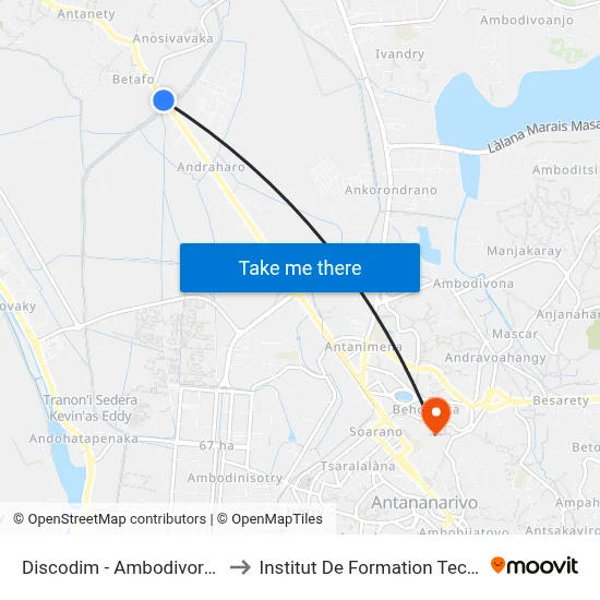 Discodim - Ambodivoronkely to Institut De Formation Technique map