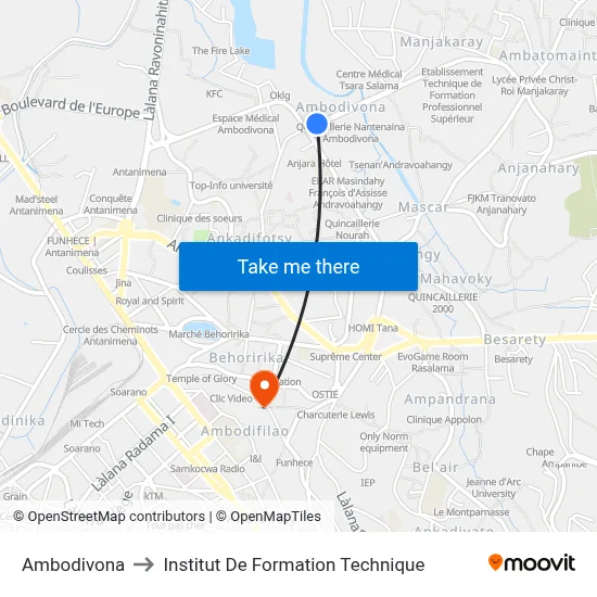 Ambodivona to Institut De Formation Technique map