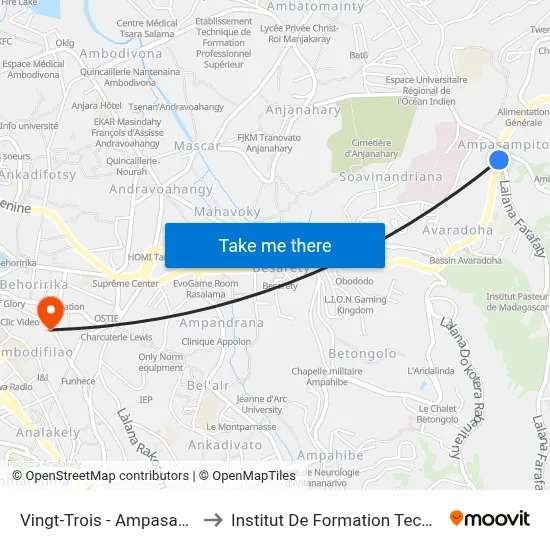 Vingt-Trois - Ampasampito to Institut De Formation Technique map