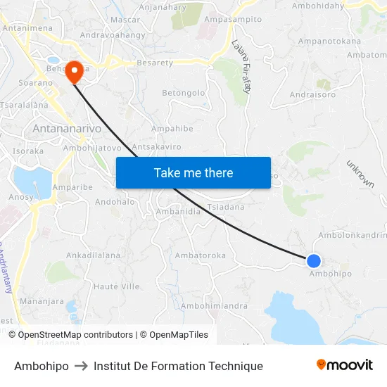 Ambohipo to Institut De Formation Technique map