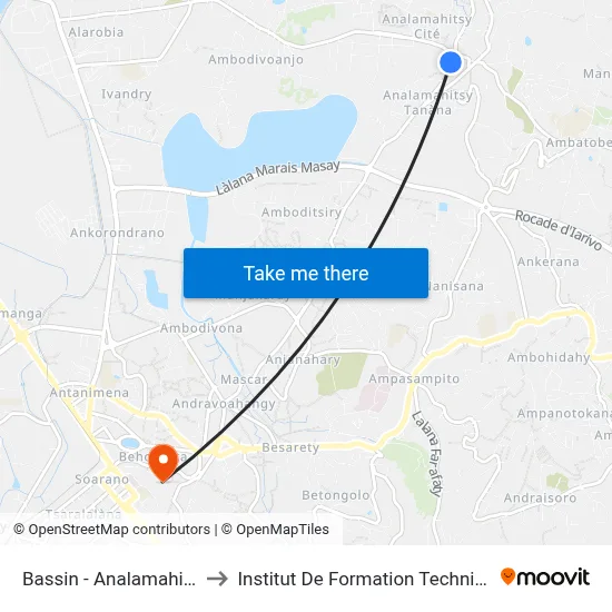 Bassin - Analamahitsy to Institut De Formation Technique map