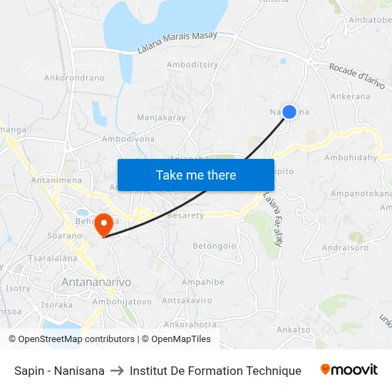 Sapin - Nanisana to Institut De Formation Technique map