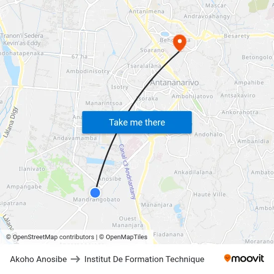 Akoho Anosibe to Institut De Formation Technique map