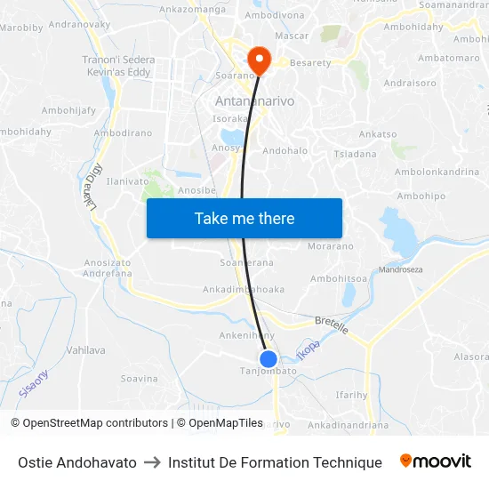 Ostie Andohavato to Institut De Formation Technique map