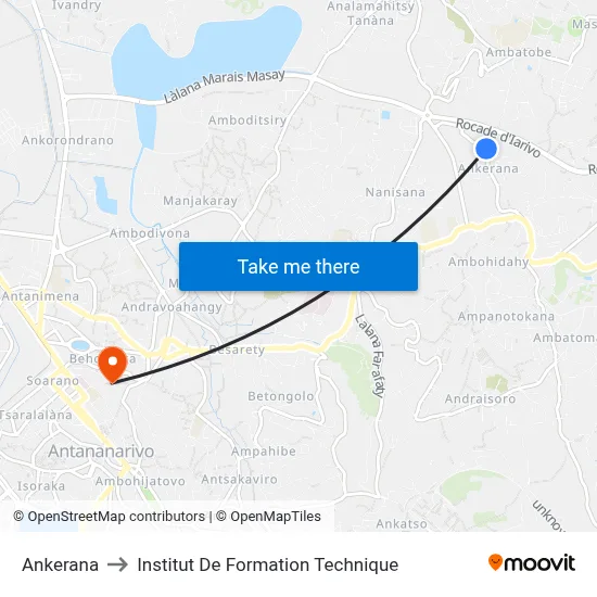 Ankerana to Institut De Formation Technique map