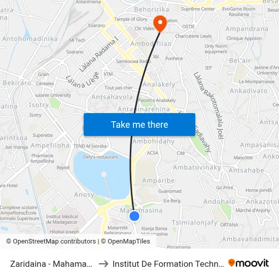 Zaridaina - Mahamasina to Institut De Formation Technique map