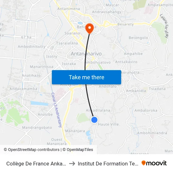 Collège De France Ankadilalana to Institut De Formation Technique map