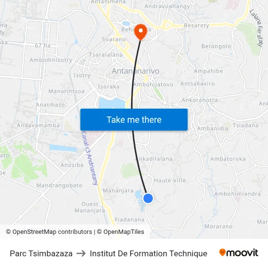Parc Tsimbazaza to Institut De Formation Technique map