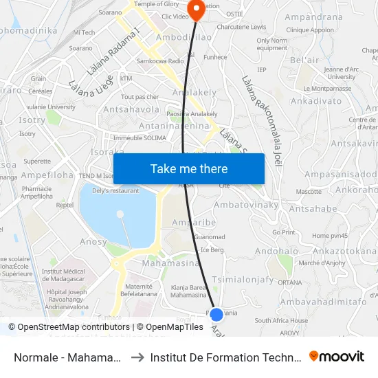 Normale - Mahamasina to Institut De Formation Technique map