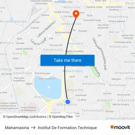 Mahamasina to Institut De Formation Technique map