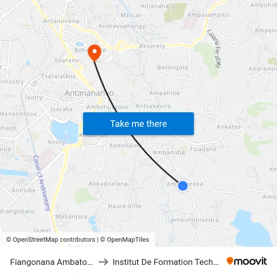 Fiangonana Ambatoroka to Institut De Formation Technique map