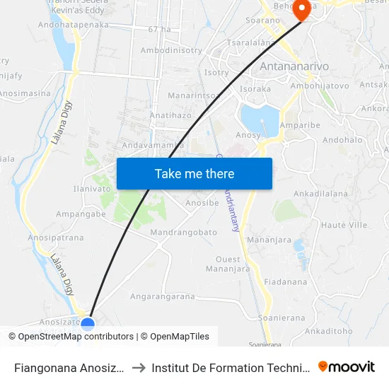 Fiangonana Anosizato to Institut De Formation Technique map