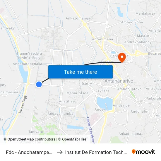 Fdc - Andohatampenaka to Institut De Formation Technique map