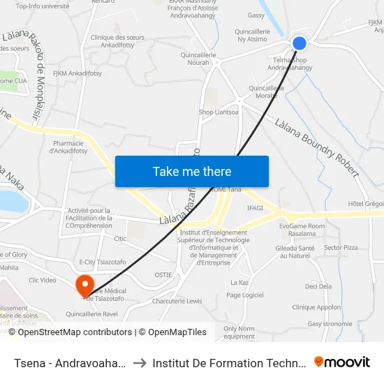 Tsena - Andravoahangy to Institut De Formation Technique map