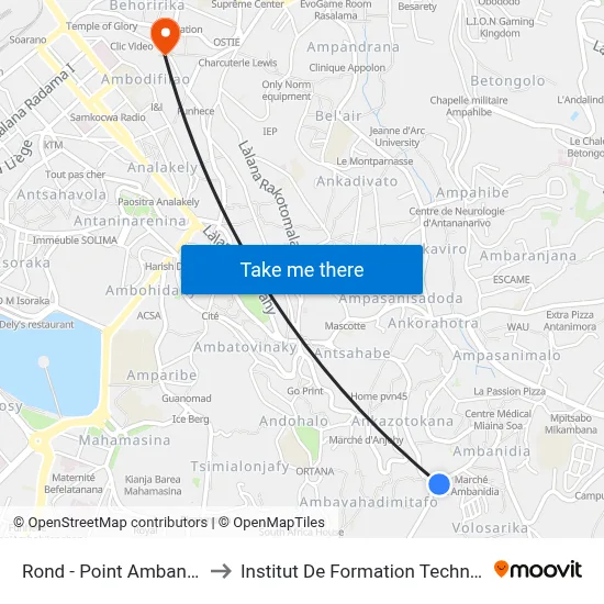 Rond - Point Ambanidia to Institut De Formation Technique map