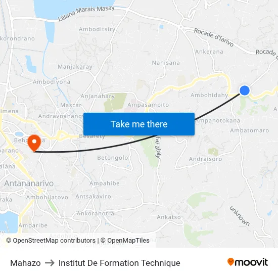 Mahazo to Institut De Formation Technique map
