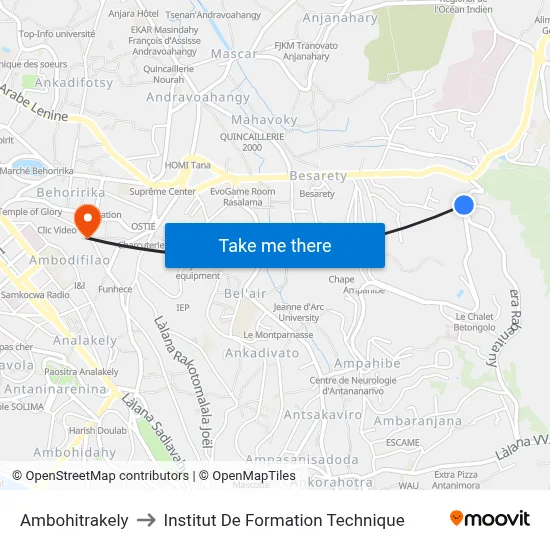 Ambohitrakely to Institut De Formation Technique map