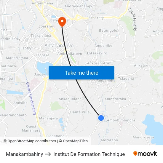 Manakambahiny to Institut De Formation Technique map