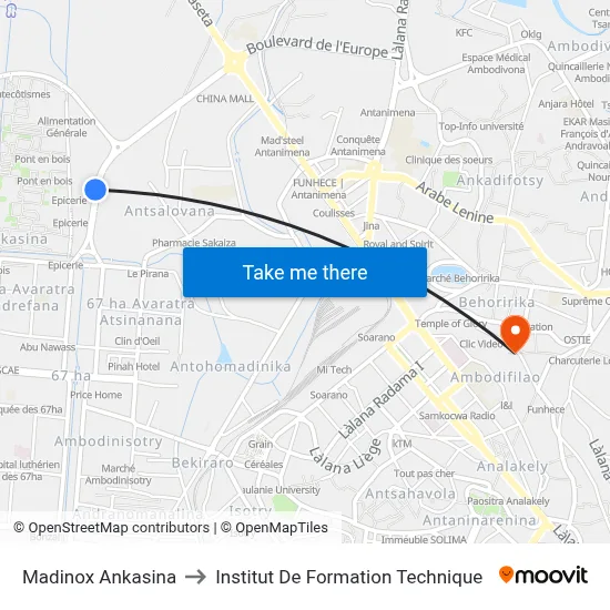 Madinox Ankasina to Institut De Formation Technique map