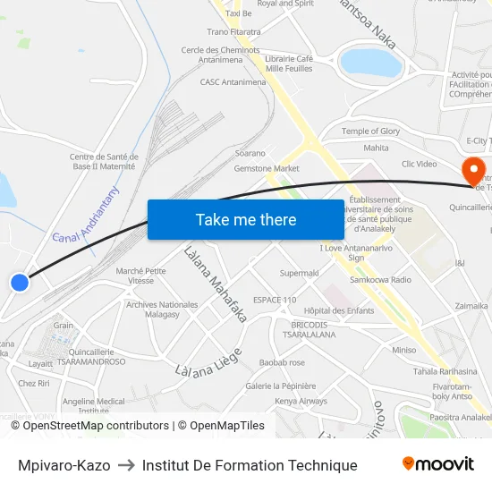 Mpivaro-Kazo to Institut De Formation Technique map