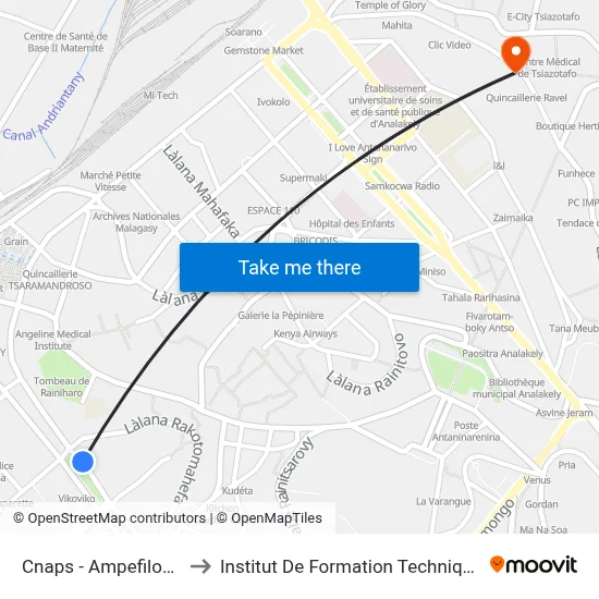 Cnaps - Ampefiloha to Institut De Formation Technique map