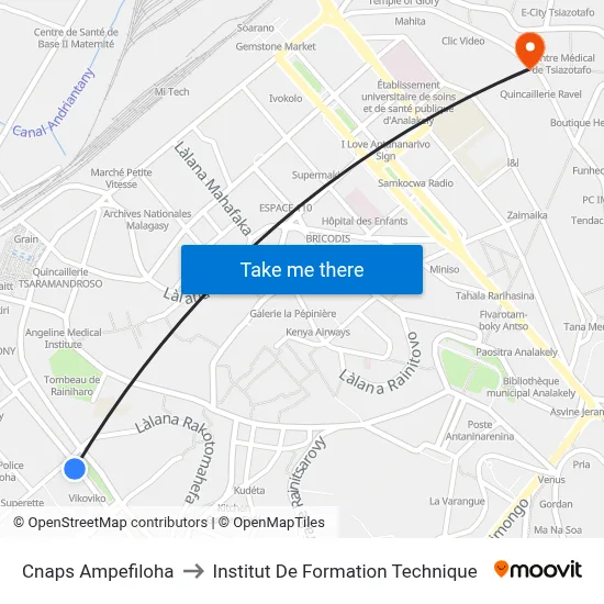 Cnaps Ampefiloha to Institut De Formation Technique map